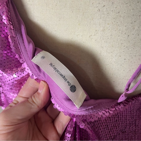 NWT The Impeccable Pig Time For Tinsel Magenta Sequin One Shoulder Dress Medium - Picture 5 of 7